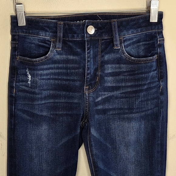 American Eagle | Distressed Hi-Rise Jegging Dark Wash Skinny Jeans Size 0 Short - Picture 3 of 8